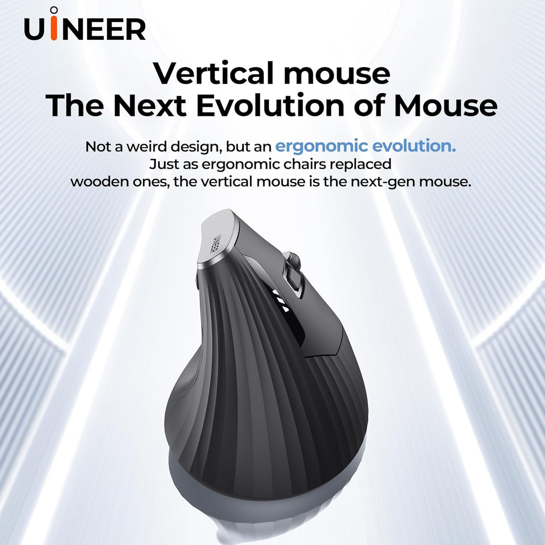 Uineer kabellose Maus, Multi-Device Tri-Mode Maus, sichtbare Leistungsstufe (2.4G+BT4.0/BT5.0) Wiede
