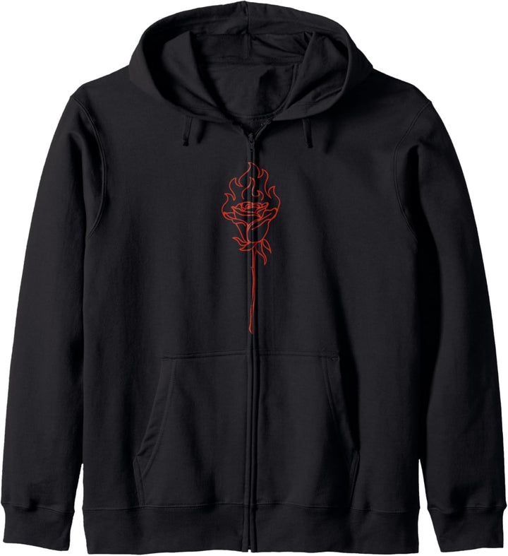 Rose on Fire Dark Aesthetic Soft Grunge Punk Goth Indie Kapuzenjacke