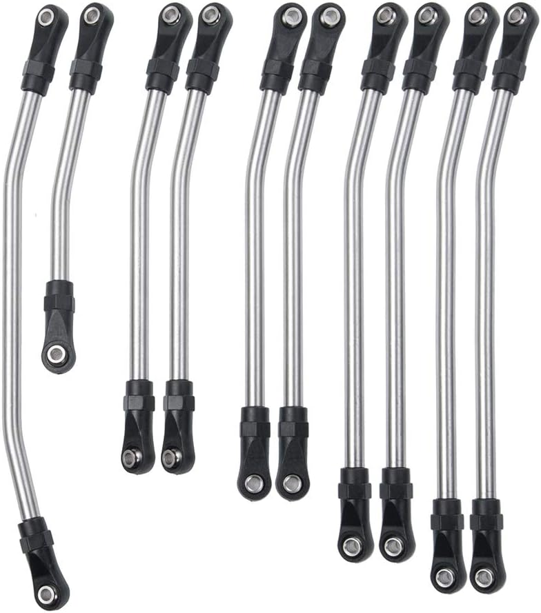 AXspeed 10pcs/Set Stainless Steel Steering Pull Rod Link Linkage for SCX10 1/10 RC Crawler Car
