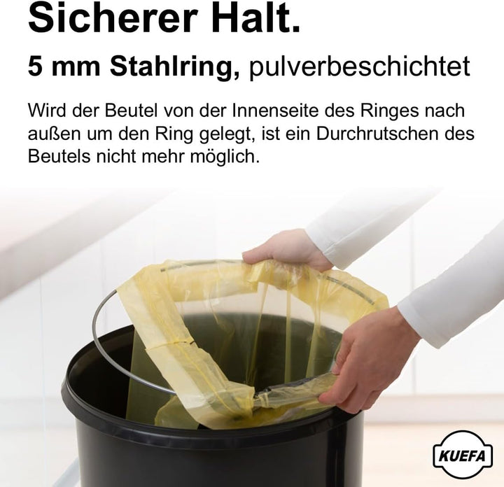 KUEFA 60L Müllsackständer mit flachem Deckel - Gelber Sack Mülleimer (Gelb), Gelb