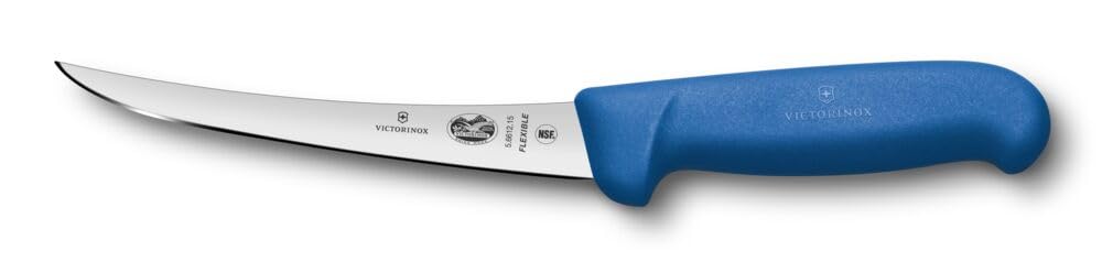 Victorinox Fibrox Ausbeinmesser, Scharfes Küchenmesser für Fleisch und Fisch, 15 cm, Gebogene Klinge