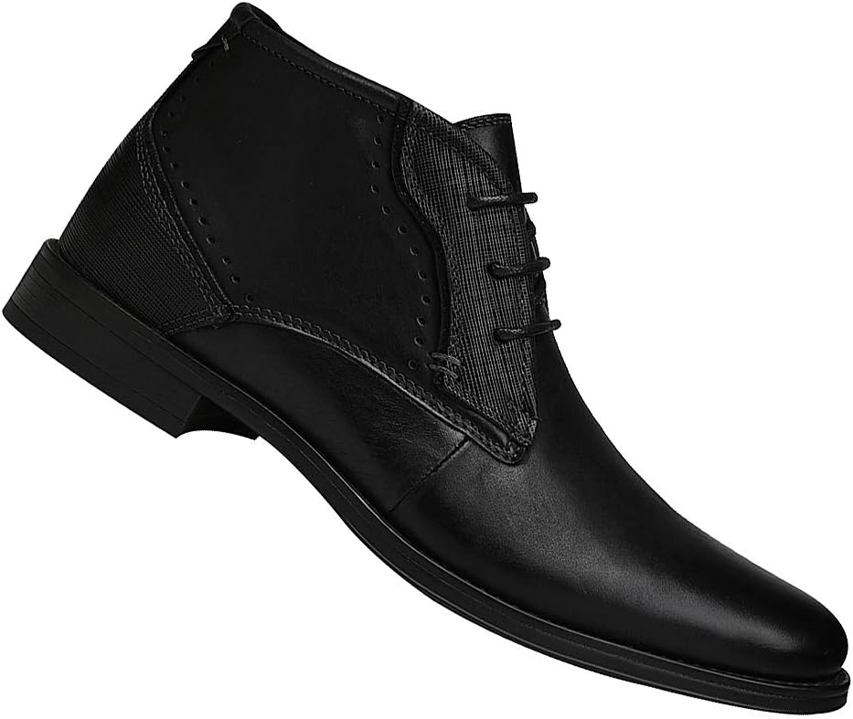 rismart Herren Knöchel hoch Runder Zeh Stilvoll Leder Chukka Bootsschuhe 39 EU Schwarz A, 39 EU Schw