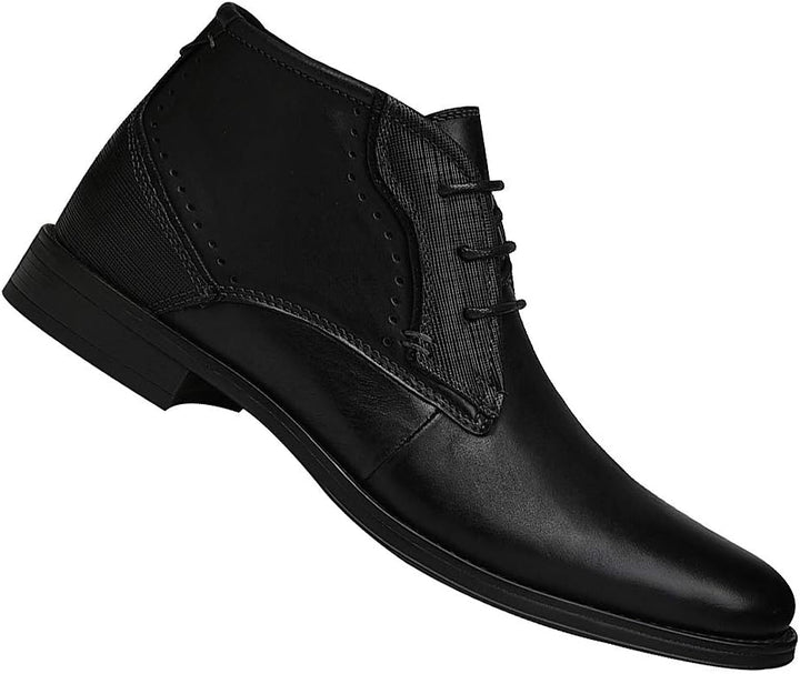 rismart Herren Knöchel hoch Runder Zeh Stilvoll Leder Chukka Bootsschuhe 39 EU Schwarz A, 39 EU Schw