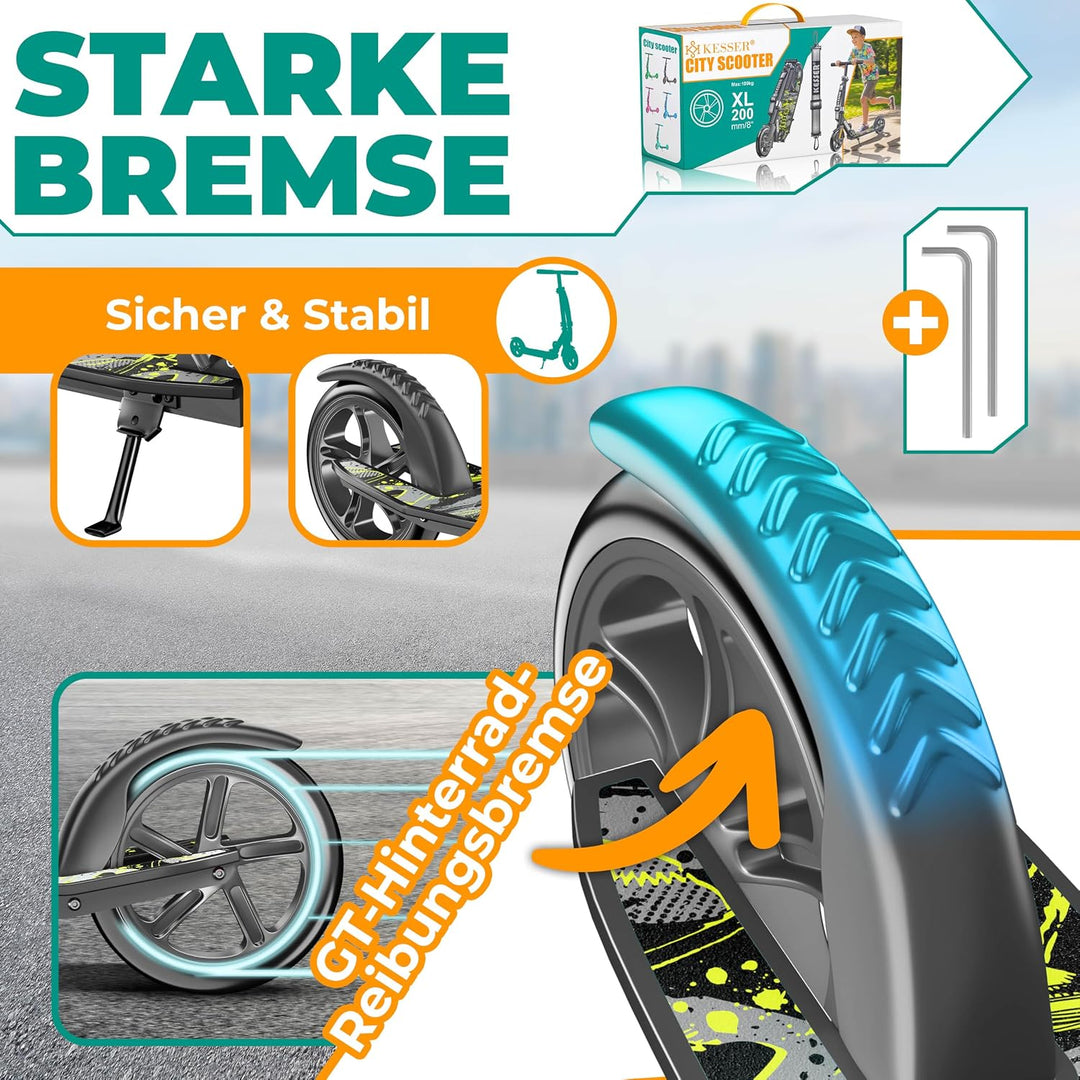 KESSER® Scooter Roller Kinderroller Cityroller Tretroller Kickroller klappbar höhenverstellbar, Kick