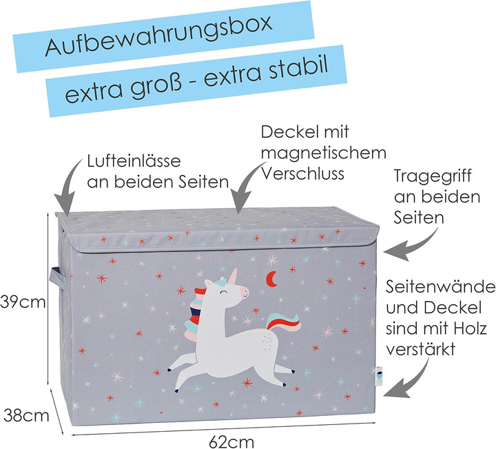LOVE IT STORE IT Spielzeugtruhe mit Deckel - Aufbewahrungsbox gross aus Stoff - Verstärkt mit Holz -