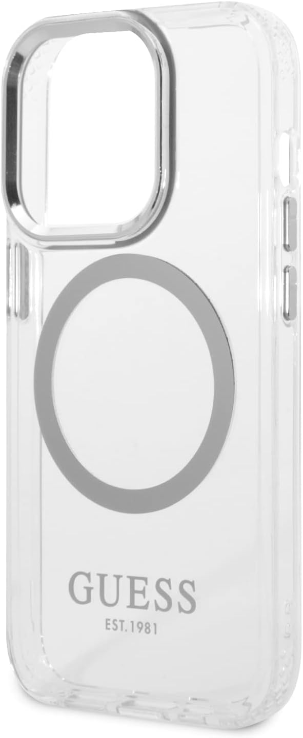 Guess GUHMP14XHTRMS Hülle für iPhone 14 Pro Max 6,7" Silber/Silver Hard case Metal Outline