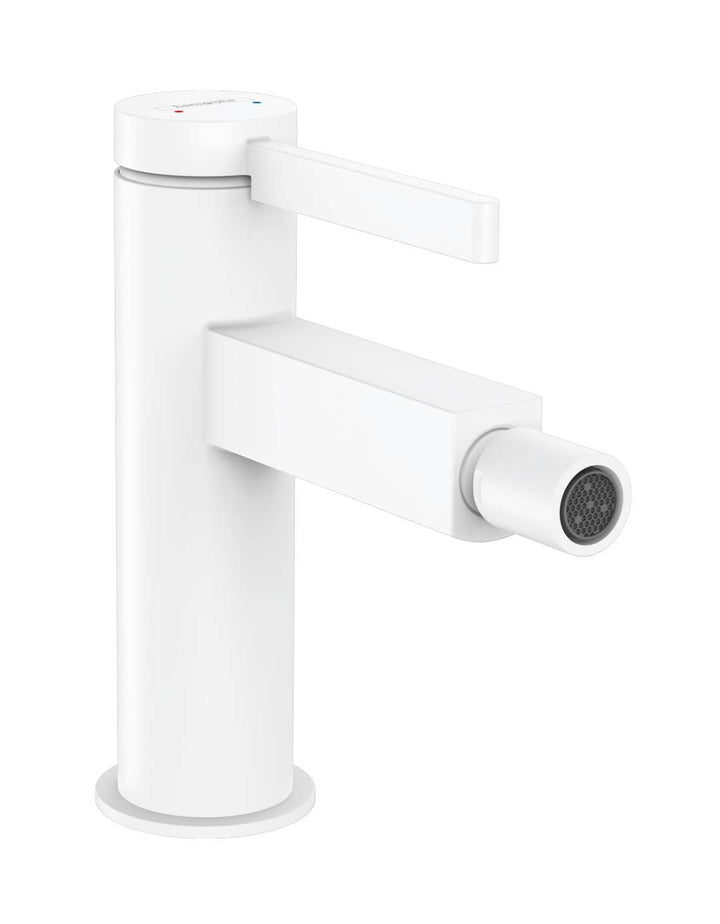 hansgrohe Einhebel-Bidetmischer Finoris, Bidetarmatur mit Push-Open Ablaufgarnitur, Mattweiss, Mattw