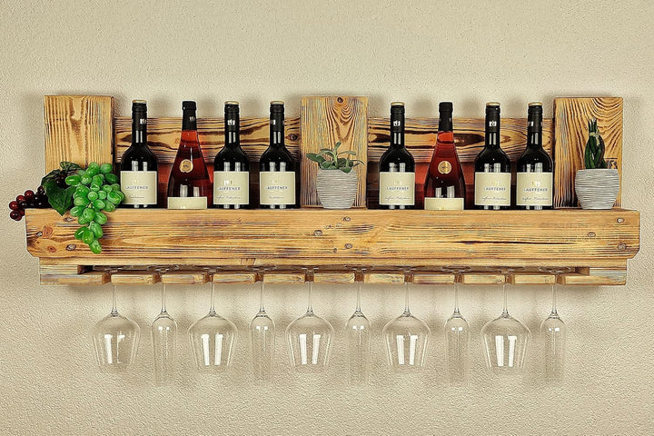 Weinregal Palette beflammt vintage für 10 Weingläser incl. Aufhängung Schrauben &