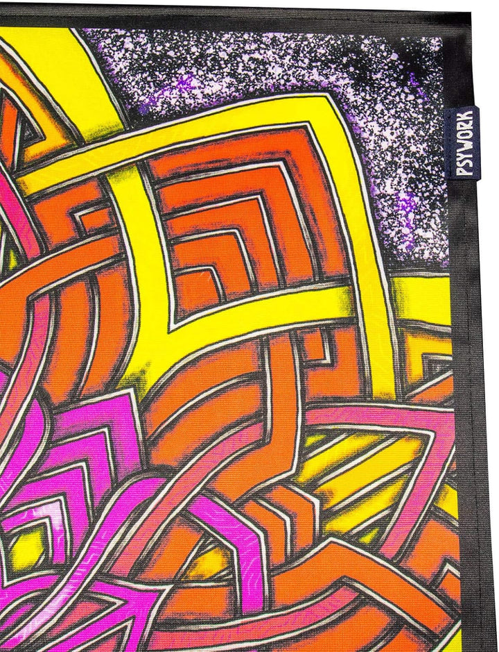 PSYWORK Schwarzlicht Stoffposter Neon | Elven Star | 0,5 x 0,7m | UV-aktiv | fluoreszierend | Wandbe