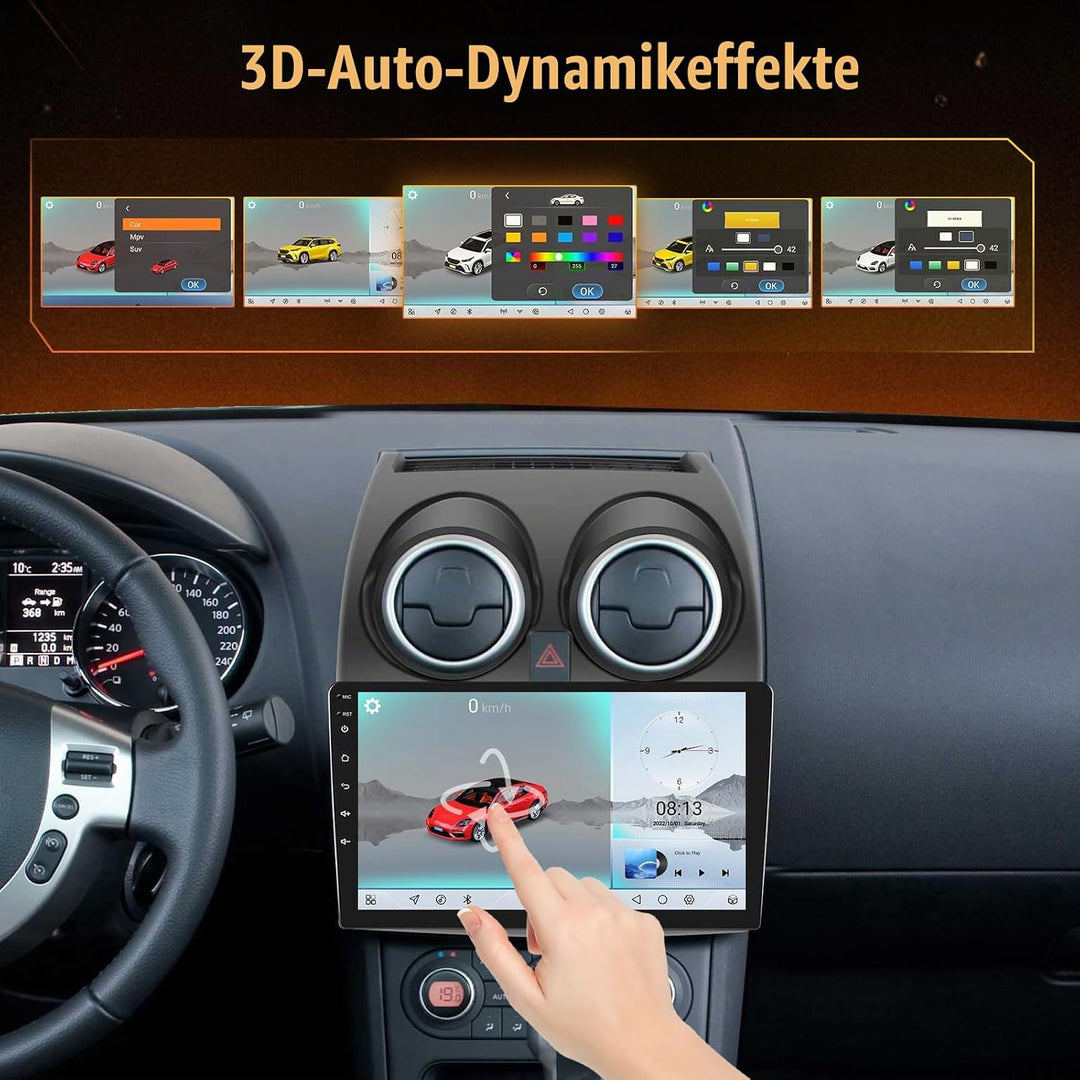 Hikity Qualcomm Snapdragon 8 Core 4+64G Android 15 Autoradio für Nissan Qashqai J10 2006-2013 Wirele