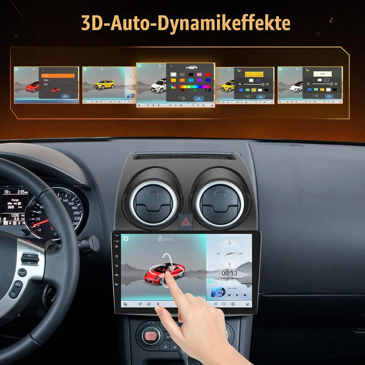 Hikity Qualcomm Snapdragon 8 Core 4+64G Android 15 Autoradio für Nissan Qashqai J10 2006-2013 Wirele