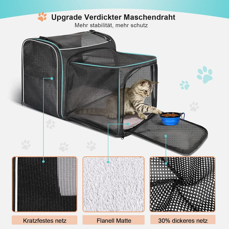 Katzentransportbox Transportbox Katze Gross, Morpilot 45x33x36cm Erweiterbar Katzenbox für 2 Katzen