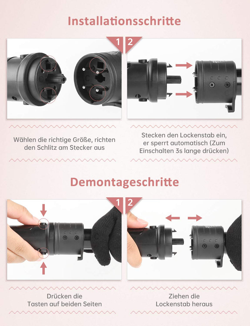 LOETAD Lockenstab Set 6 in 1 Curling Iron Multifunktions Austauschbare Keramikbeschichtung Lockenwic