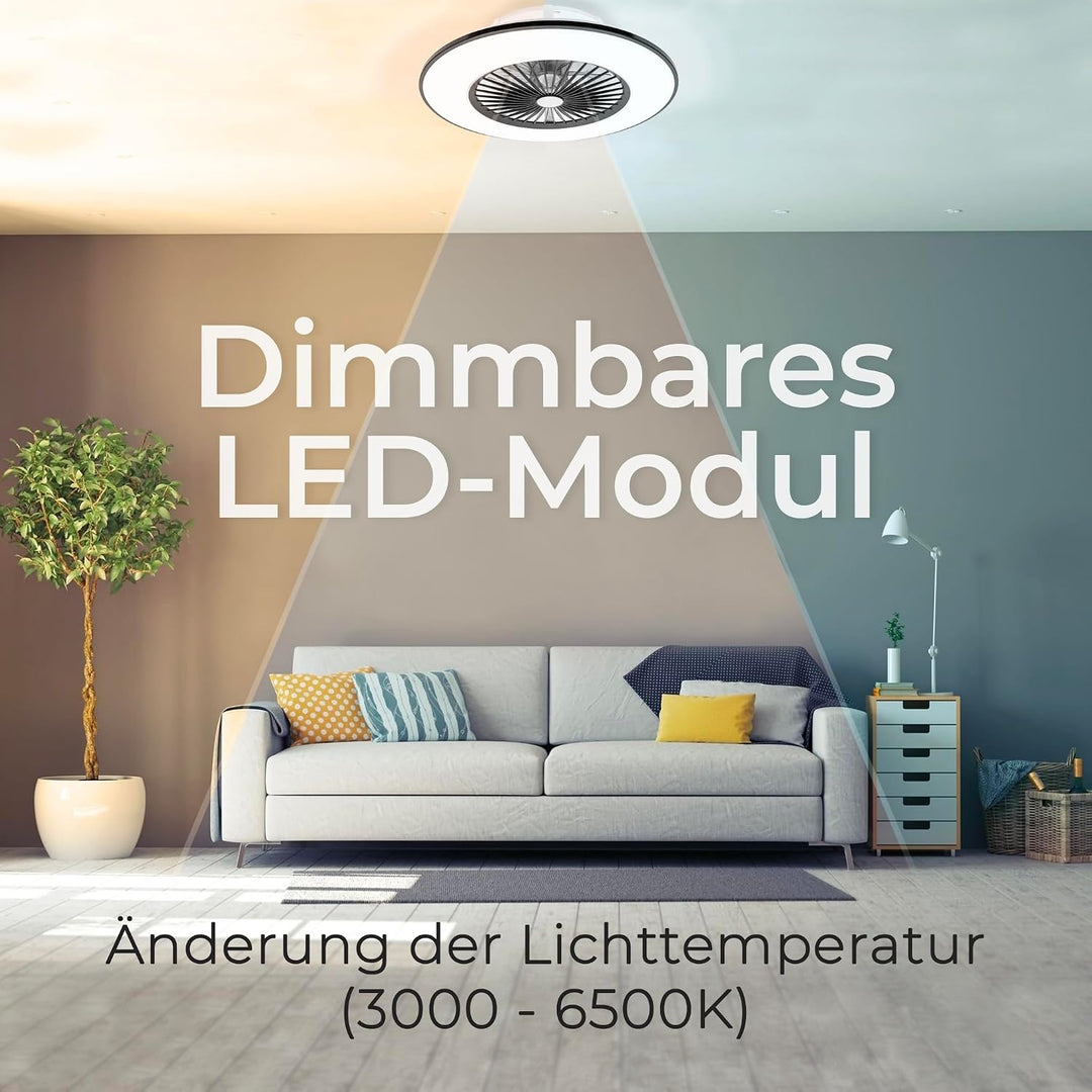 Noaton® Vega 11056BR Deckenventilator mit Beleuchtung, LED Dimmbar max 44 W, 3 Farbtemperaturen, Fer