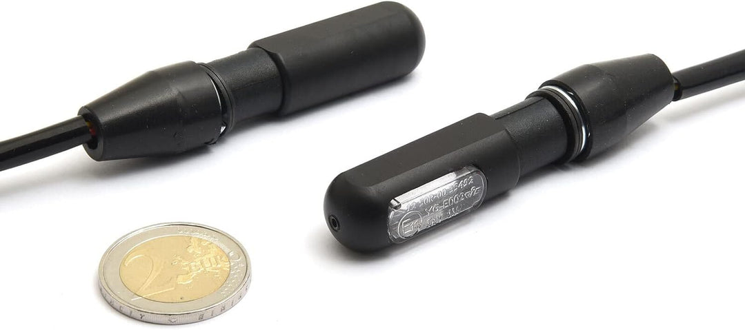 Mini High Performance LED Blinker aus Aluminium, 2 Stück, schwarz, ECE Zulassung, inkl. Abdeckungen