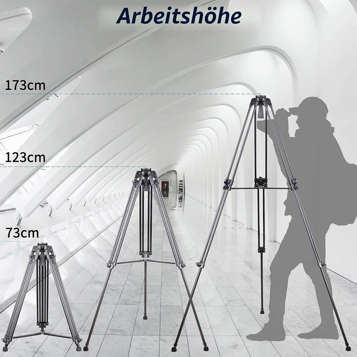 INNOREL VT80 Professionelles Video Stativ System, 150cm/59Zoll Hochleistungs Aluminium Doppelrohrsta