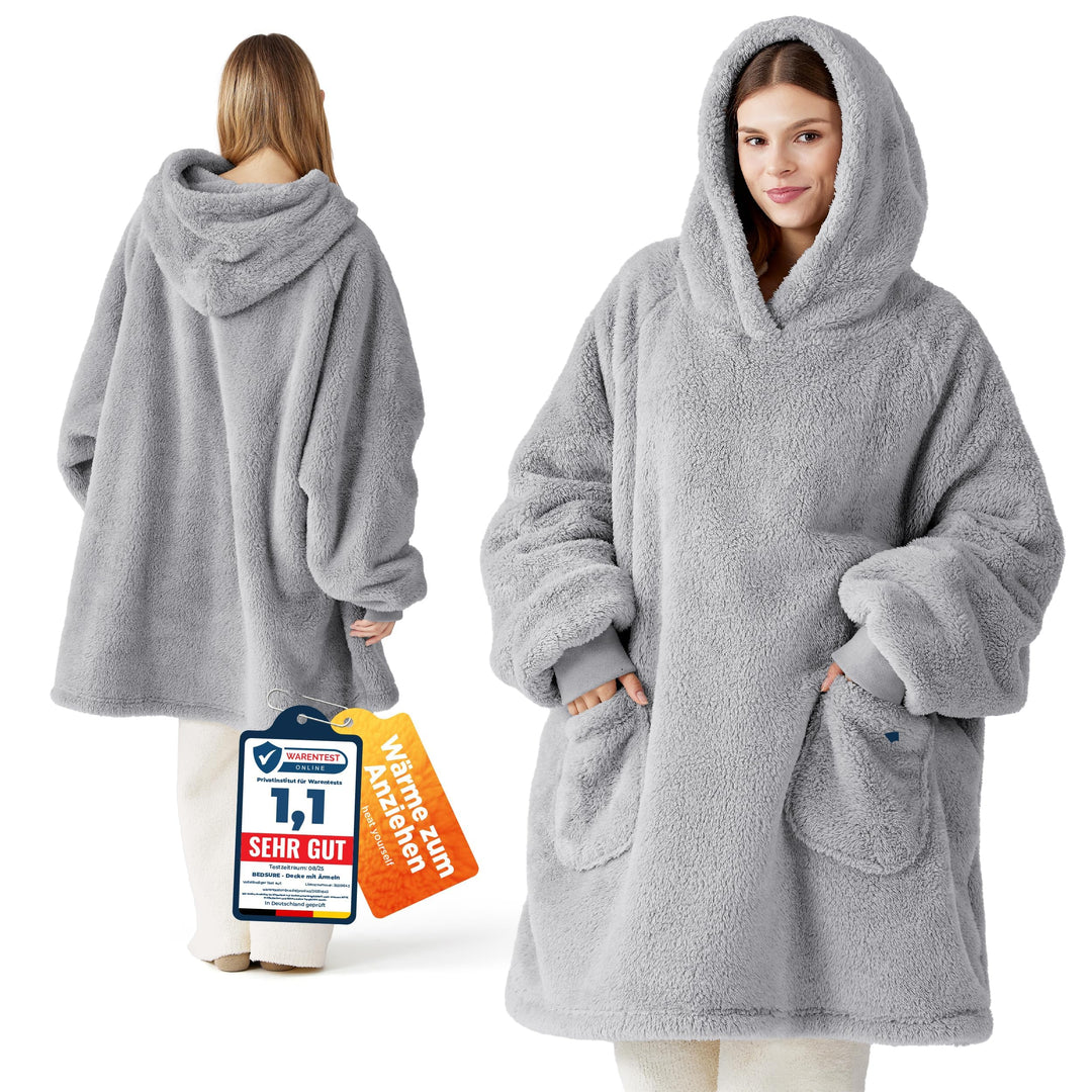 Bedsure Hoodie Decke mit Ärmeln Kuschelpullover - Decke Sweatshirt zum Anziehen, Deckenpullover Kusc