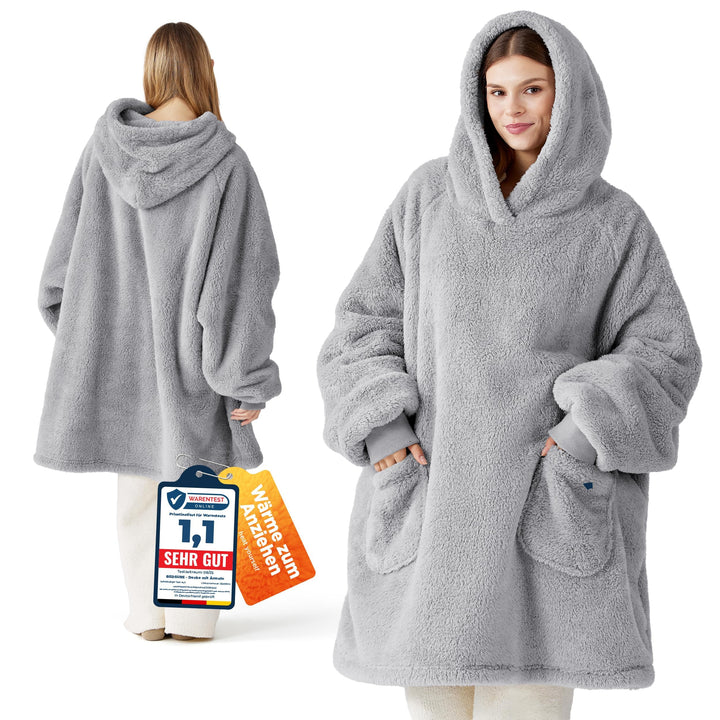Bedsure Hoodie Decke mit Ärmeln Kuschelpullover - Decke Sweatshirt zum Anziehen, Deckenpullover Kusc