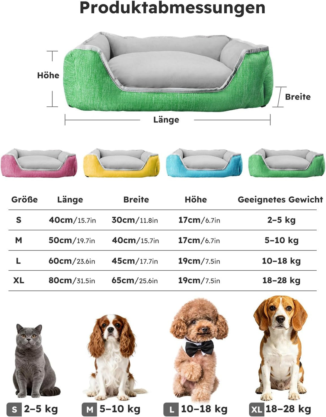 PETCUTE Hundebett Katzenbett Waschbar Orthopädisches Hundebetten Hundekissen Flauschig Katzenkorb fü
