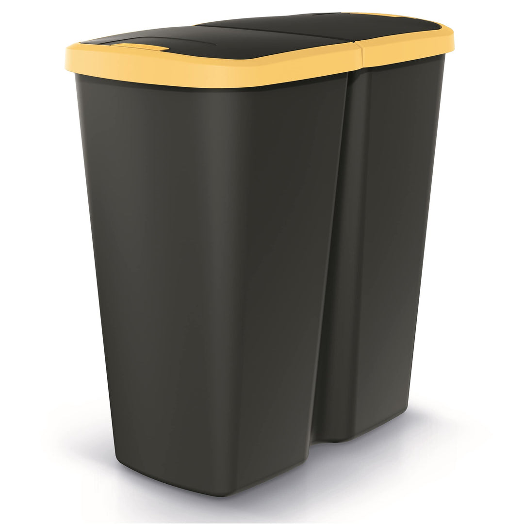 HRB DUO Bin Mülleimer 2 Fächer, idealer Mülleimer Küche mit 2x 25L Mülleimer Trennsystem praktischer