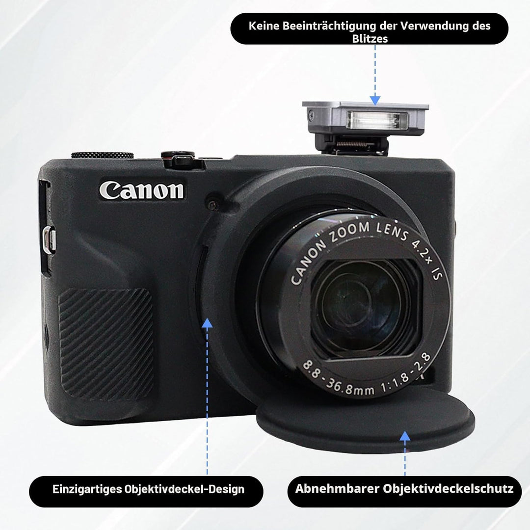 Rieibi Silikon-Schutzhülle für Canon G7X Mark III Hülle, G7X Mark III Zubehör mit 2 Stück Displaysch
