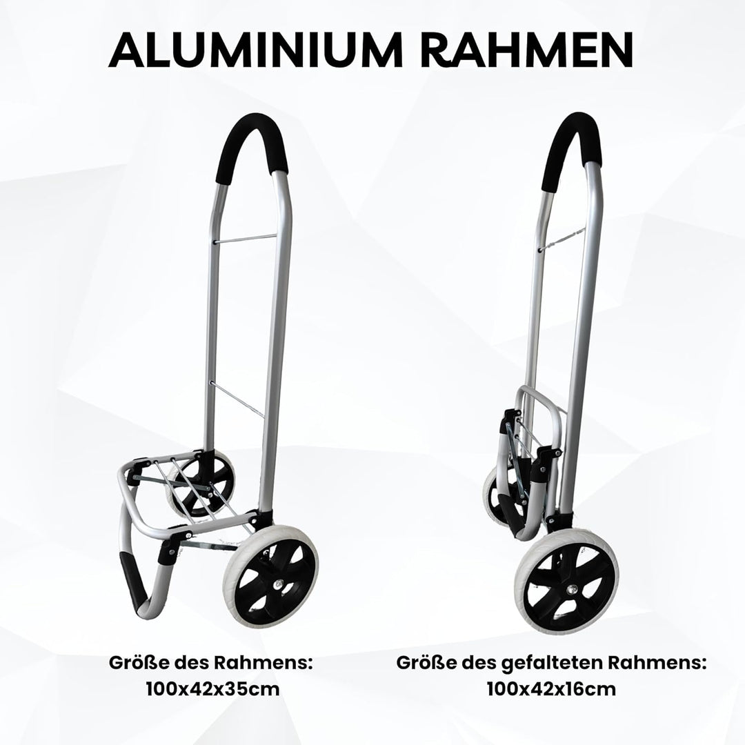 43.5Liter Aluminium Trolley Einkaufstrolley Klappbar, Shopping Trolley, Wasserabweisender Einkaufswa