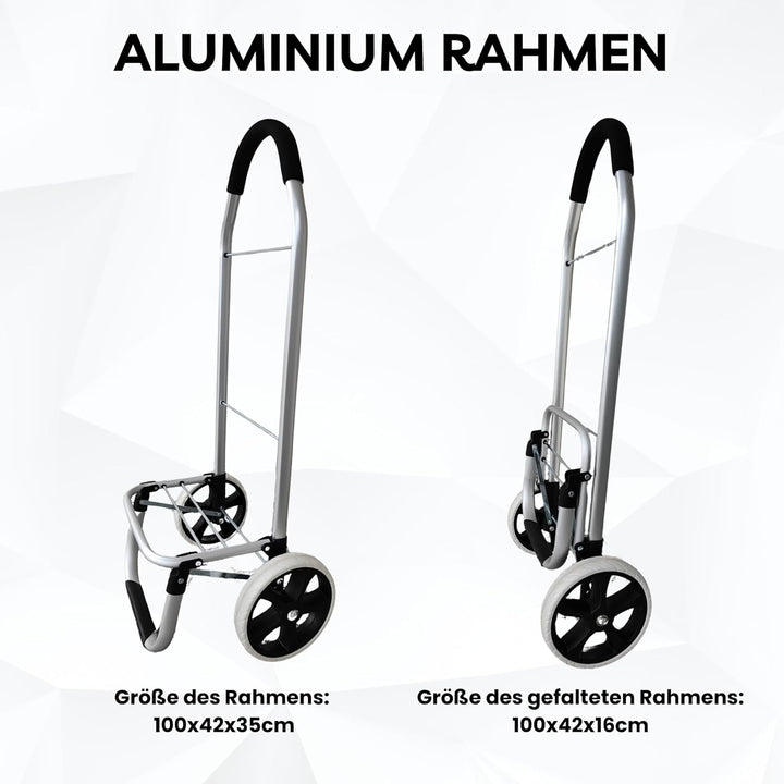 43.5Liter Aluminium Trolley Einkaufstrolley Klappbar, Shopping Trolley, Wasserabweisender Einkaufswa