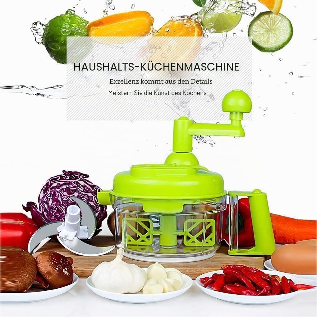 1200 ml Manueller Lebensmittelzerkleinerer Gemüsezerkleinerer Manuell mit Griff und Abdeckung Geeign