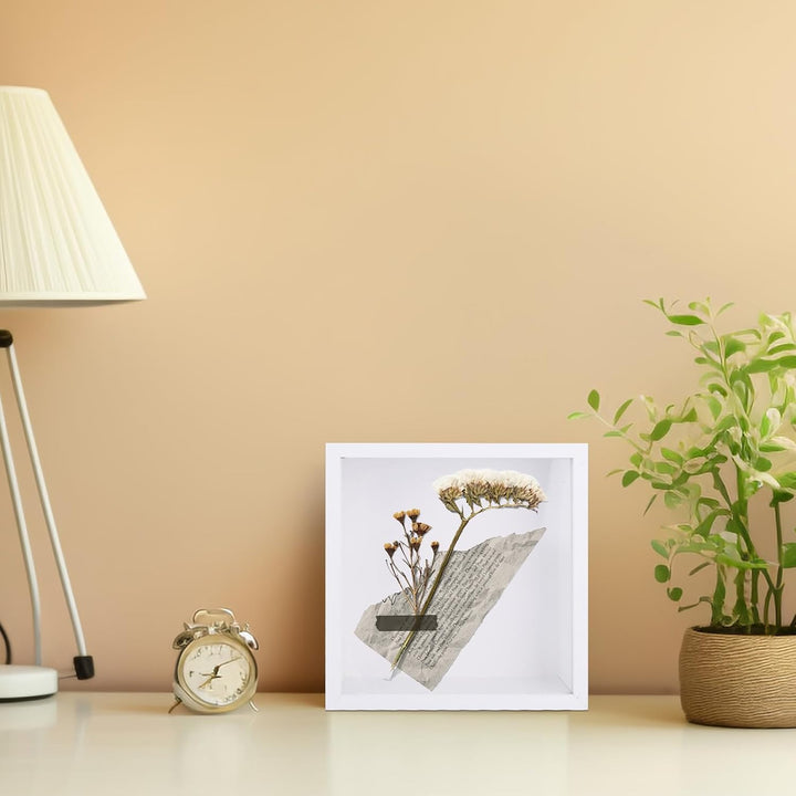 JMIATRY 4er Set 3D Bilderrahmen 20x20 CM, Bilderrahmen zum Befüllen, Weiss Objektrahmen Shadow Box f