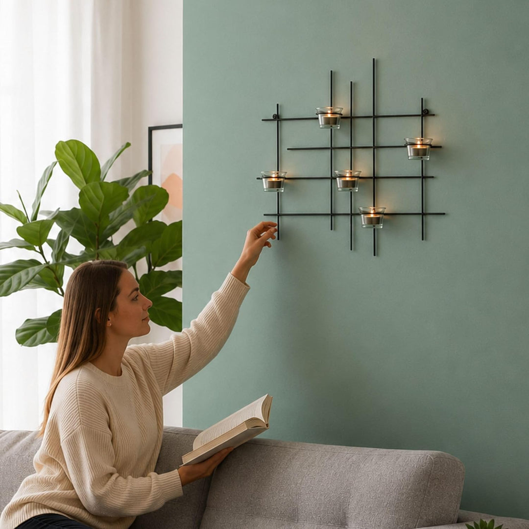 DanDiBo Wandteelichthalter Metall Leuchter 5XXL Wandkerzenhalter 50 cm Teelichthalter Wand Kerzenhal