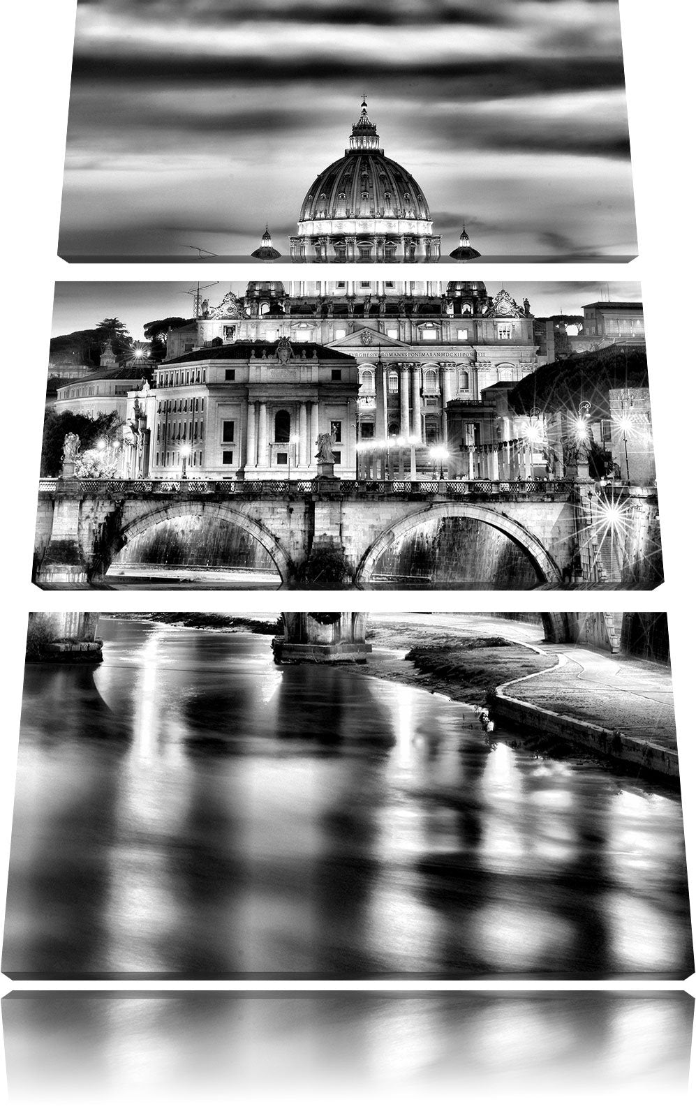 Pixxprint Vatikan Petersplatz als Leinwandbild/Grösse: 3 Teilig (120x80) cm/Wandbild/Kunstdruck/fert