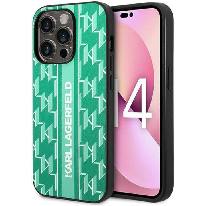 Karl Lagerfeld KLHCP14XPGKLSKN hülle für iPhone 14 Pro Max 6,7" hardcase grün/Green Monogram Stripe