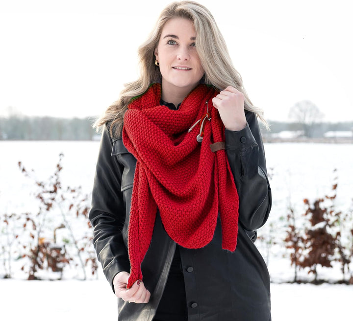 KNIT FACTORY - Dreiecksschal Coco - Damen Strickschal mit Wolle - Umschlagtuch für den Herbst und Wi