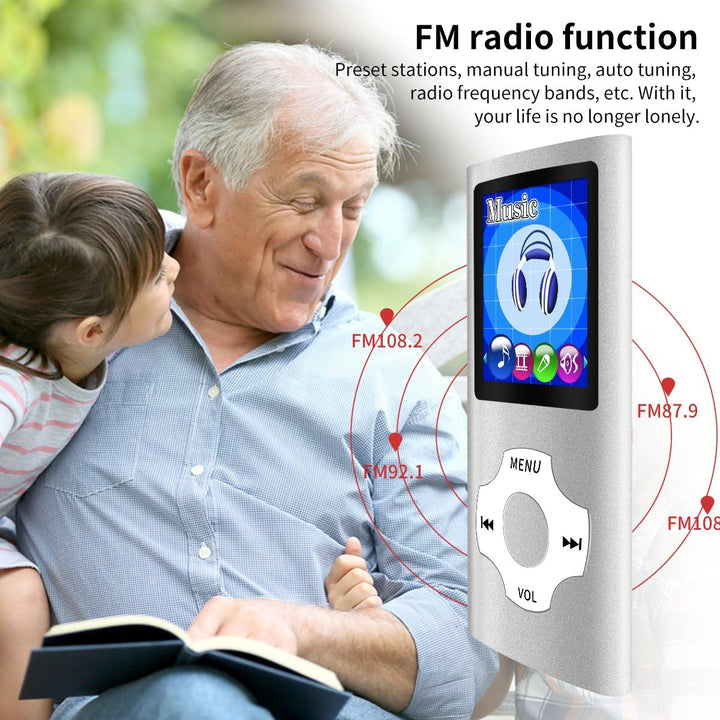 Mymahdi MP3 / MP4 Portable Player, Silber mit 1,8 Zoll LCD-Bildschirm und Memory Kartensteckplatz, M
