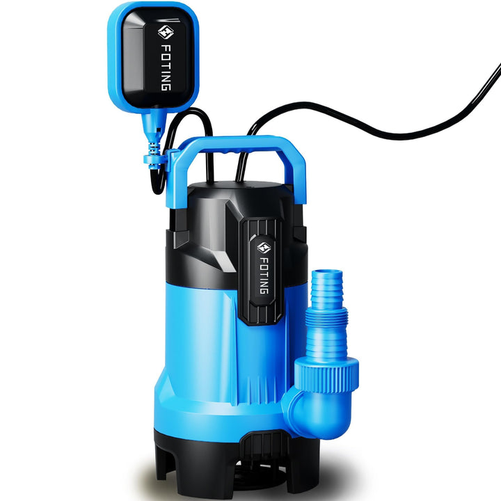 FOTING Schmutzwassertauchpumpe 900 W, 28.000 l/h, Förderhöhe bis 11 m, Eintauchtiefe bis 7 m, mit Sc