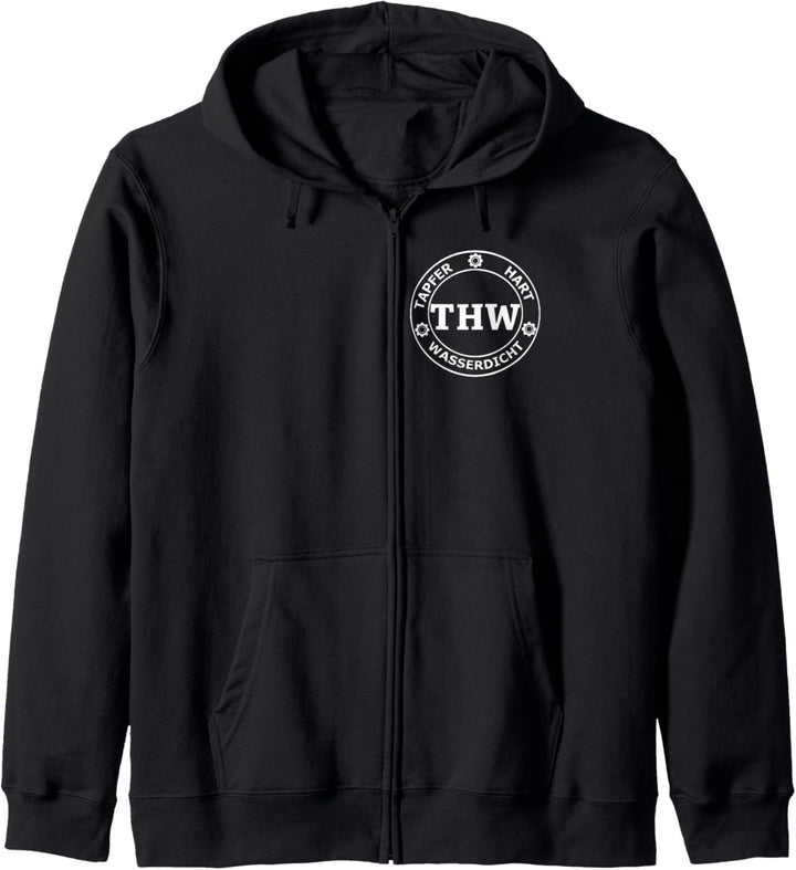 THW Tapfer-Hart-Wasserdicht, Technisches Hilfswerk, weiss Kapuzenjacke