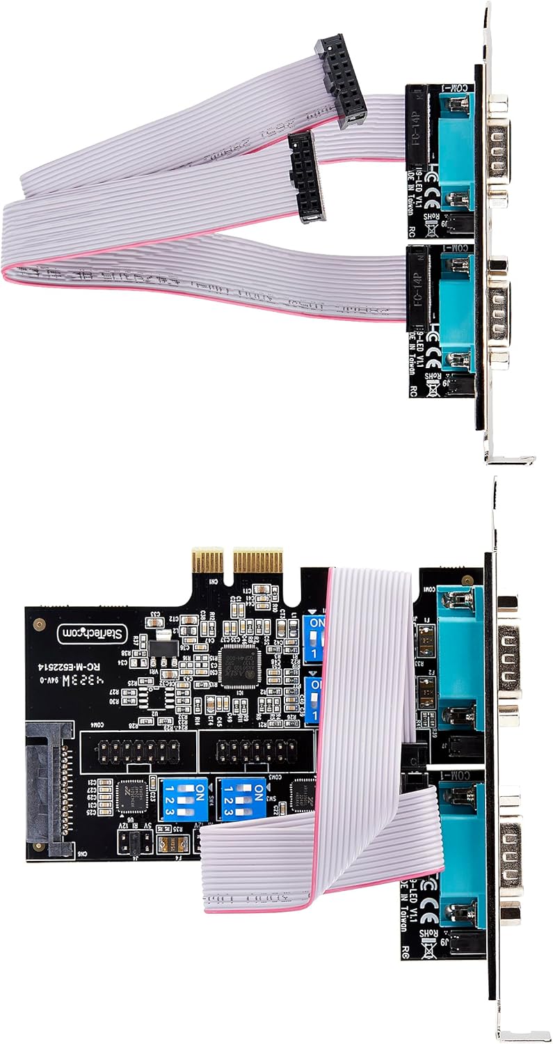 StarTech.com 4-Port Serielle PCIe Karte, Quad-Port PCI Express zu RS232/RS422/RS485 DB9 Serielle Kar