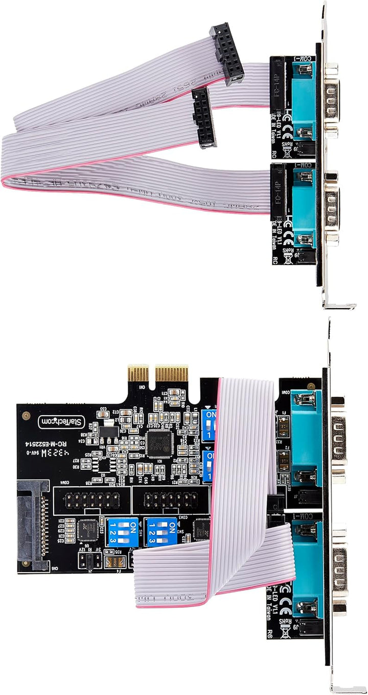 StarTech.com 4-Port Serielle PCIe Karte, Quad-Port PCI Express zu RS232/RS422/RS485 DB9 Serielle Kar