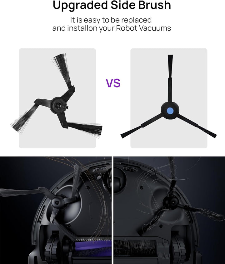 3i 2 Stück Seitenbürsten Ersatz S10 Ultra Saugroboter - Verbesserte Reinigungsleistung für Ecken und