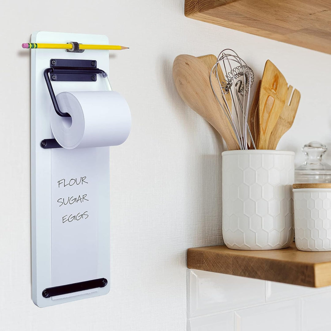 Notizpapierspender zur Wandmontage, mit einer 40 m langen Rolle Papier (weiss), Wei&amp;