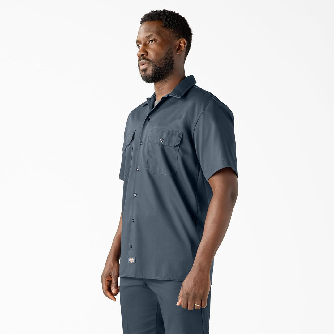 Dickies Herren Big and Tall Short-Sleeve Work Button-Down-Shirt S Air Force, S Air Force