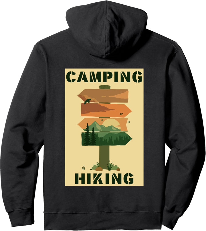 Camping Wanderweg Pfeil Richtungen Natur Wald Berg Pullover Hoodie