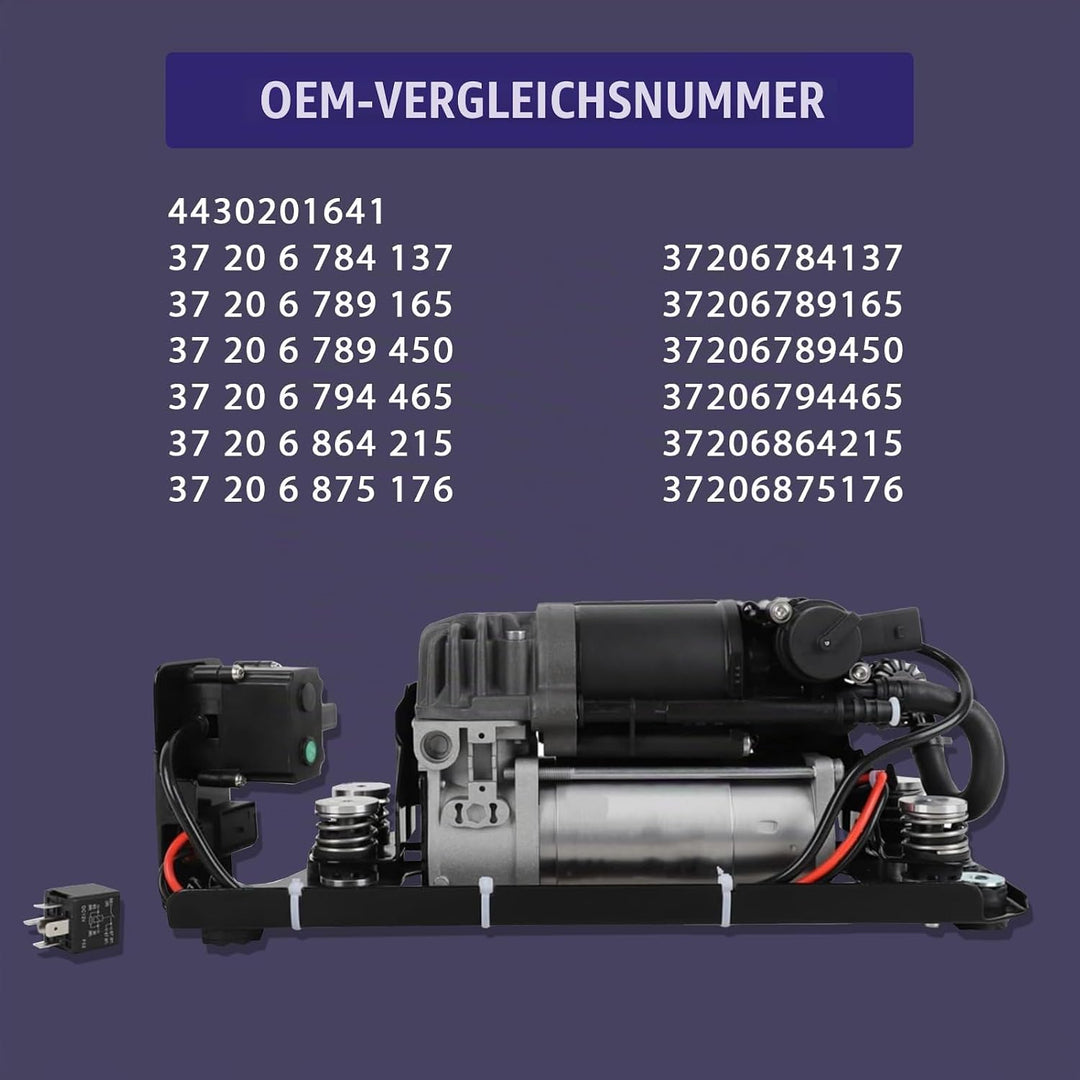 Luftfederungs Kompressorpumpe mit Halterung Ventilblock &amp; Relais, kompatibel mit 5er Gran Turismo F0