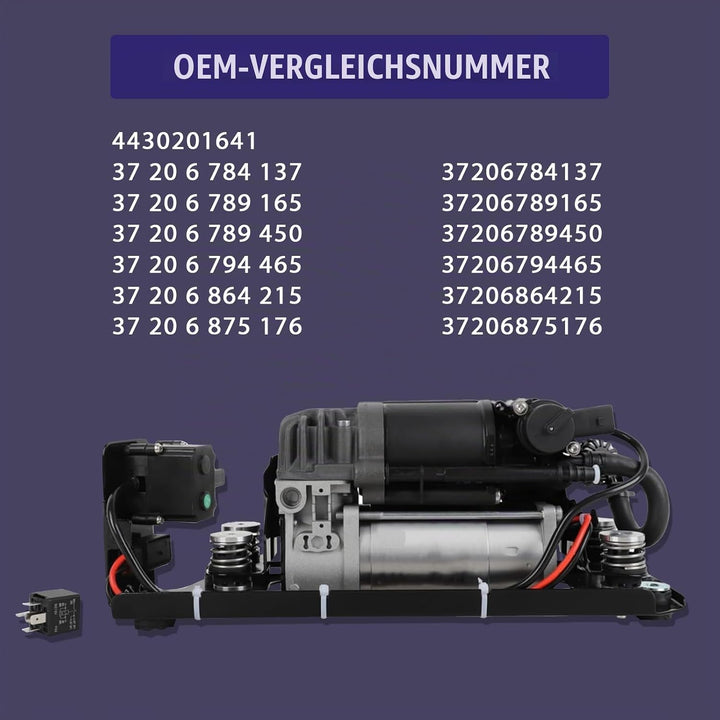 Luftfederungs Kompressorpumpe mit Halterung Ventilblock &amp; Relais, kompatibel mit 5er Gran Turismo F0