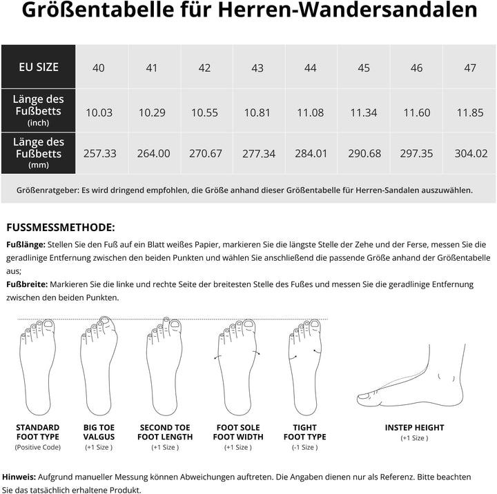 OutPro Herren Wandersandalen Sport Sandalen Wasserdichte Bequeme Ledersandalen Sandale verstellbare