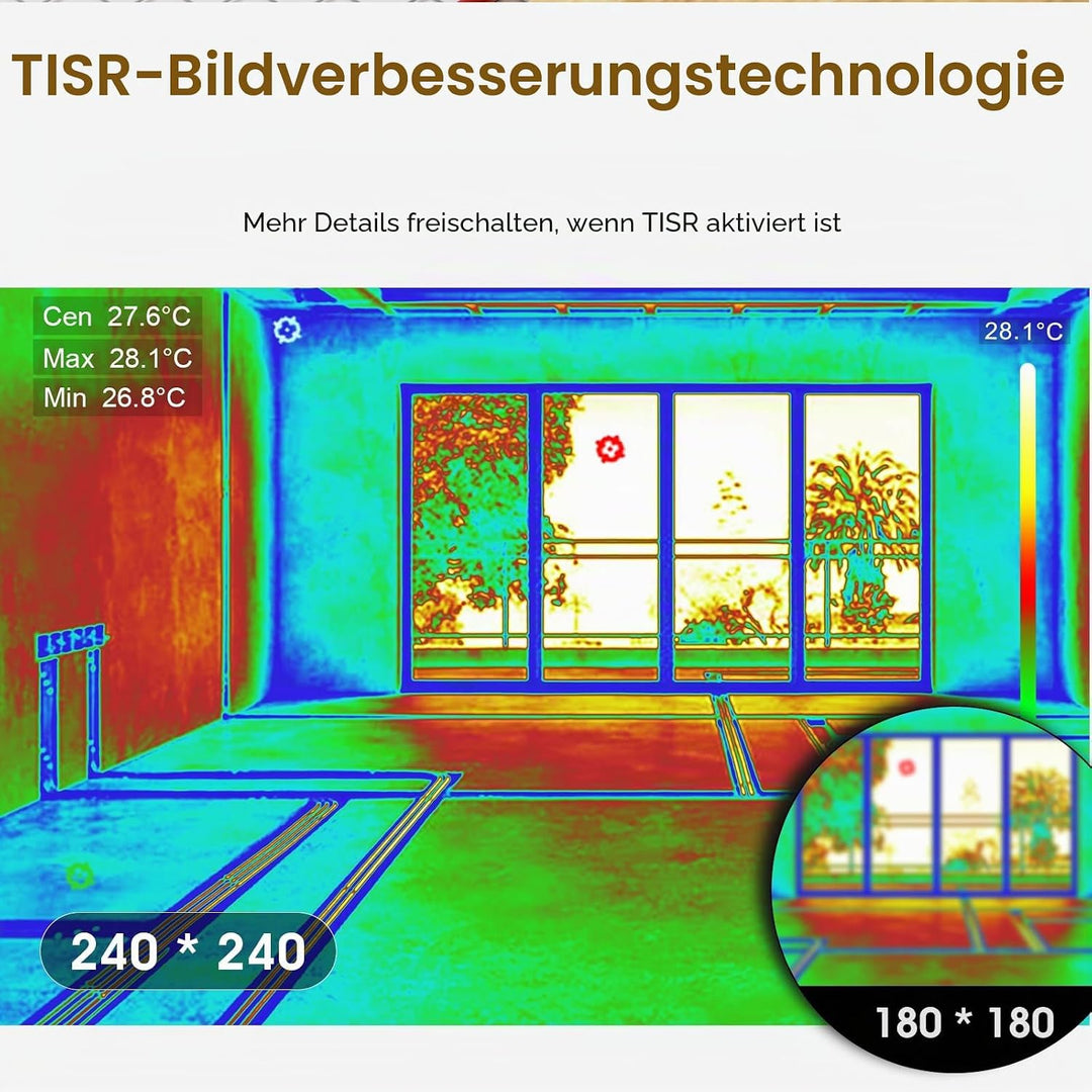 Handheld Wärmebildkamera, 96 * 96 IR Thermal Imaging Camera 25Hz TISR 240 * 240, -20°C bis 550°C, NE