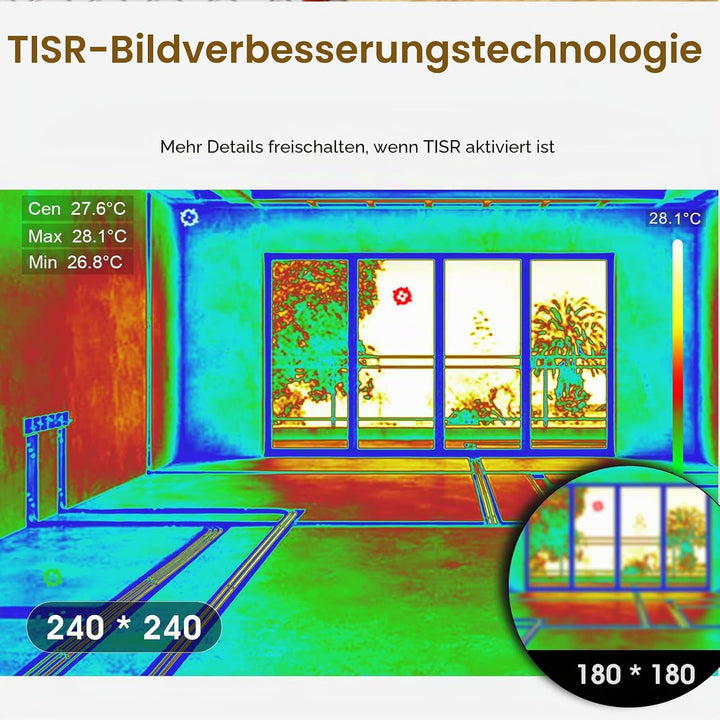 Handheld Wärmebildkamera, 96 * 96 IR Thermal Imaging Camera 25Hz TISR 240 * 240, -20°C bis 550°C, NE