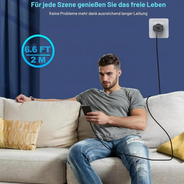 2er-Pack 25W USB C Ladegerät, Schnellladegerät Netzteil Super Fast Charger mit 2 m Ladekabel Schnell