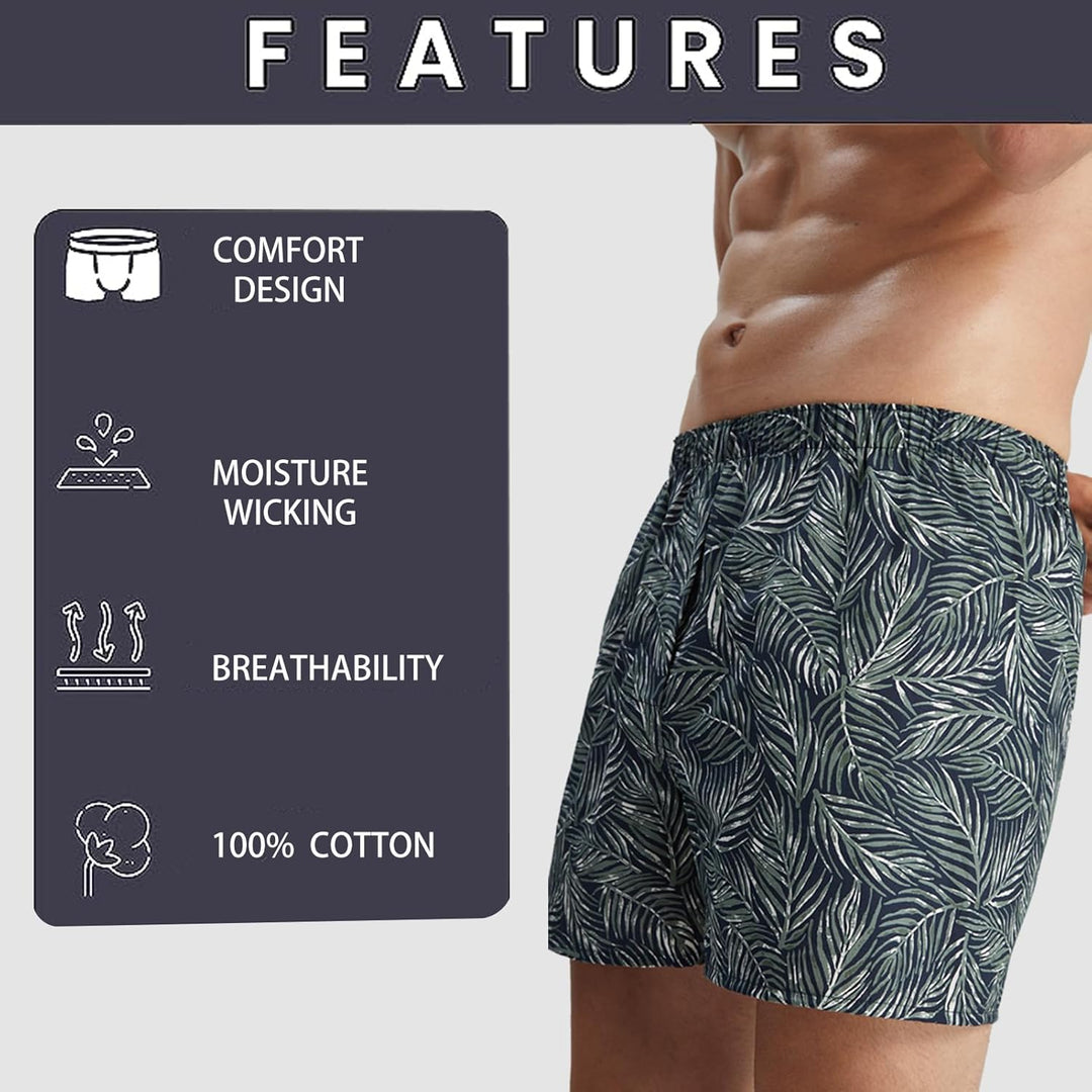 5Mayi Mens Boxers Shorts Multipack Woven Mens Underwear Pack Cotton Plaid Men's Boxers L B: Grüne 5e