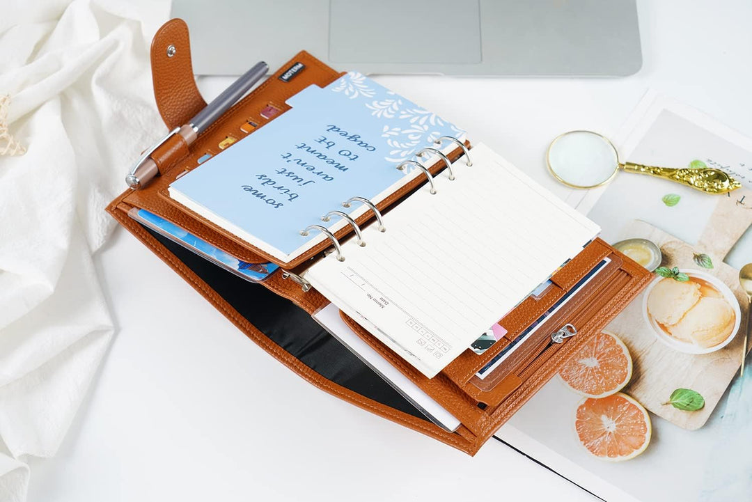 Moterm Personal Regular Ringe Planer - Echtes Leder Binder Organizer (25mm Ring, Kiesel-Gebranntes o